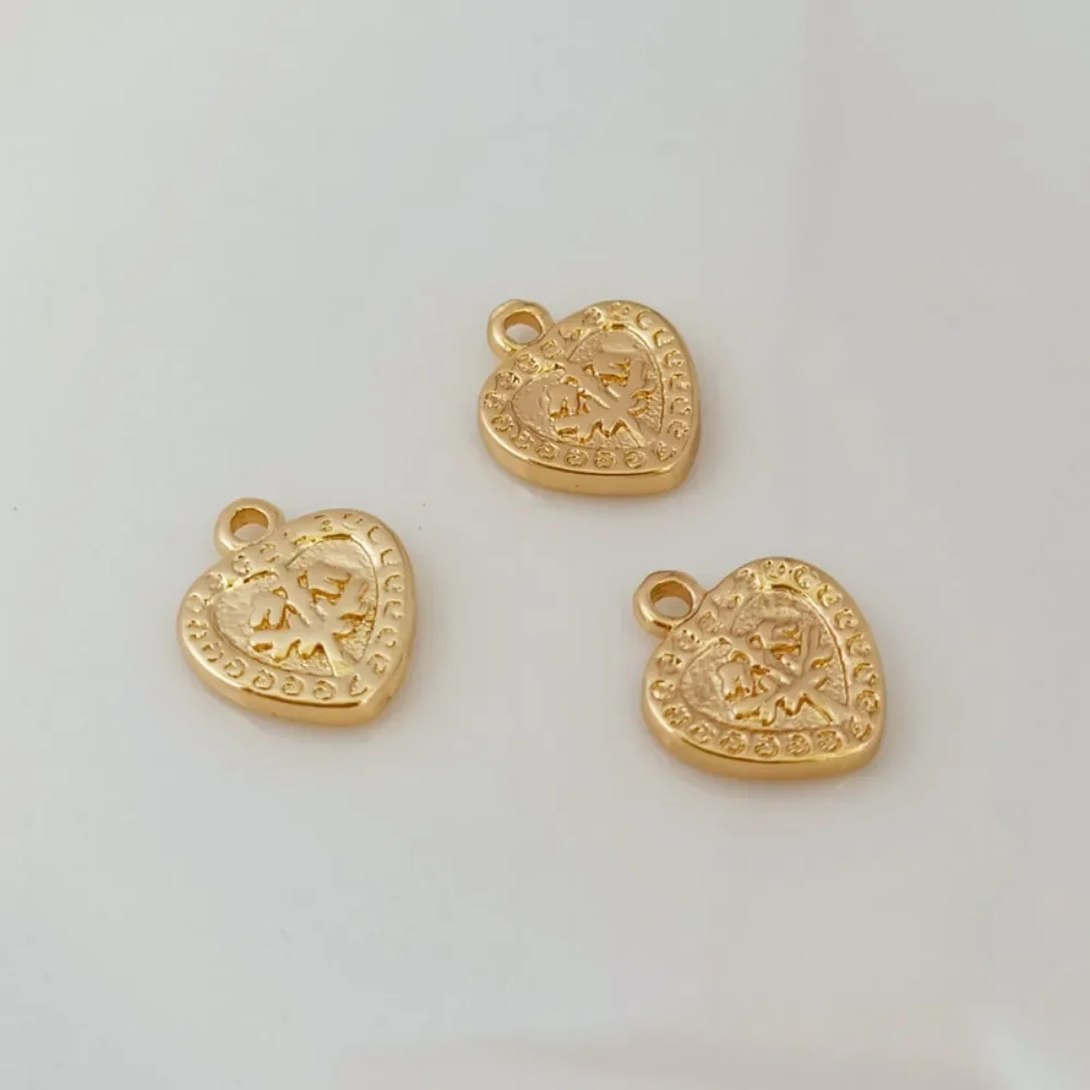 

14K Copper Gold-plated Heart Angel Pendant, 11mm Heart-shaped Pendant, Bracelet, Necklace, DIY Jewelry Accessories, Plant