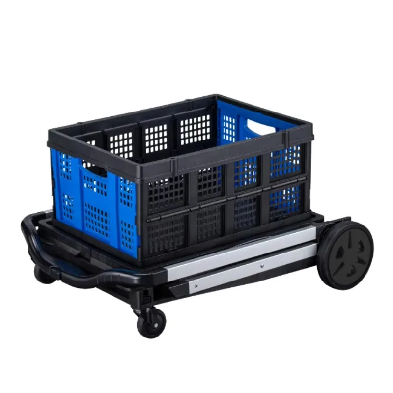 Multi Use Functional Collapsible Mobile Folding Trolley Shopping with Storage Crate Platform Truck