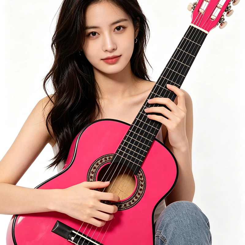 30 Inches Folk Guitar Wooden Acoustic Guitars Open Knob Maple Fingerboard Guitar Beginner Entry-level Guitars for Adult Children