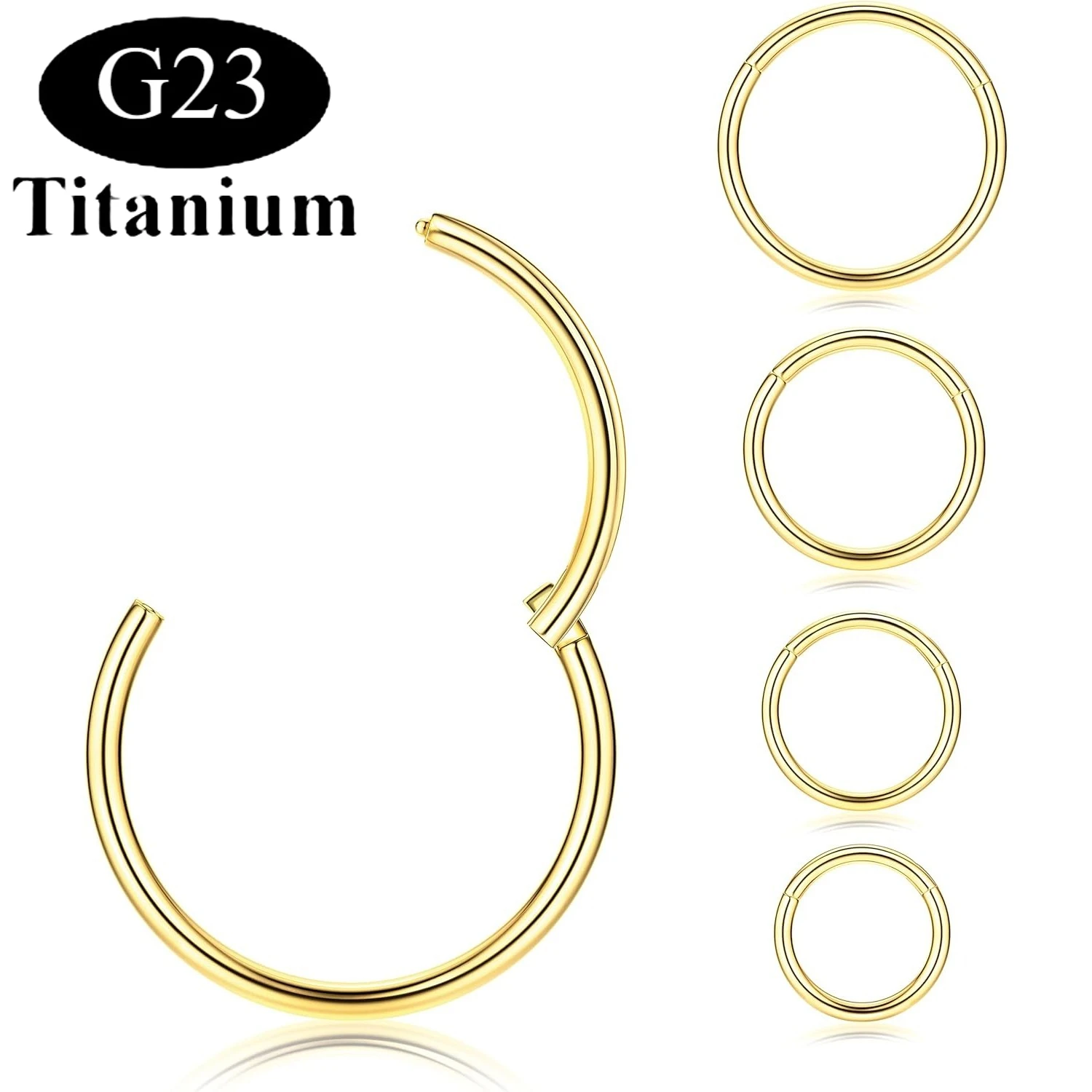 

5Pcs G23 Titanium Nose Rings Hoops for Women Men Body Piercing Rings for Septum Cartilage Lip Helix Ear Jewelry 6/7/8/9/10mm