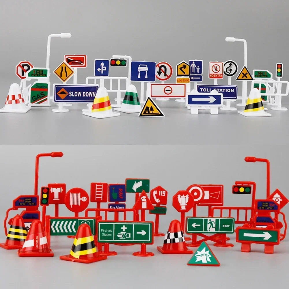 28Pcs/set City Traffic Road Map Kids Toy City Car Parking Lot Road MapsTraffic Signs Climbing Playing Mat Play Games Mat Carpets