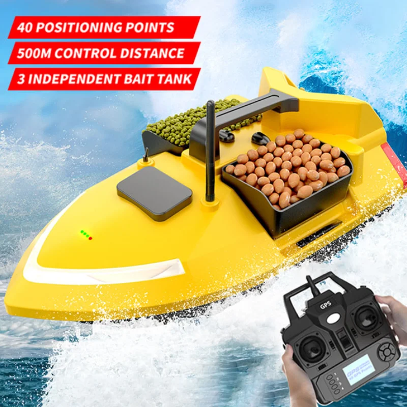 

Fluorescent RC Fishing Bait Boat V020 GPS 40 Points Auto Return 2KG Load Bin 500M Night Light High Speed Fish Finder Boys Toys