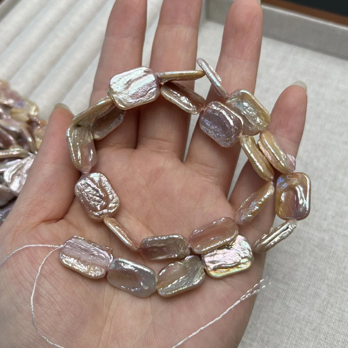 

12x15mmAAA Natural Freshwater Purple Square Baroque Pearl Bead Jewelry Make Gift DIY Necklace Bracelet Accessories Wedding Women