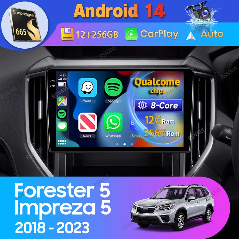 Android 14 Car Radio For Subaru Forester 5 Impreza 5 2018 - 2023 Carplay Auto Multimedia 2Din 360 Camera DSP Video Stereo Player