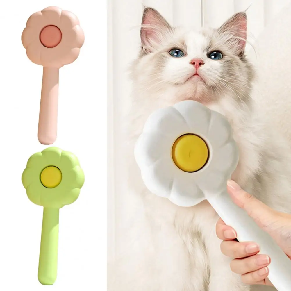 Cat Grooming Brush Deep Hair Removal Comfortable Bristles Easy To Clean One-click Button Non-Slip Grooming Safe Haired Cats Pet