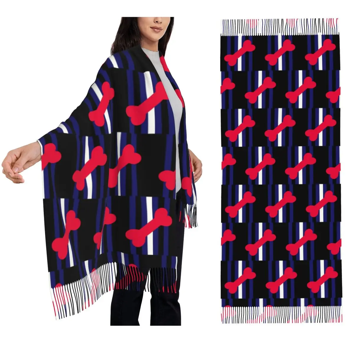 Leather Puppy Pride Scarf Tassel Scarves for Women Soft Warm Shawls and Wraps Long Fall Winter Shawl Wrap