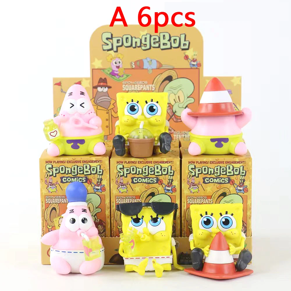 Neue Spongebob Patrick Star Squidward Tentacles Delicious Crab Burger Anime-Figur Sammlerstück Modellpuppe Blindbox Spielzeug Geschenk