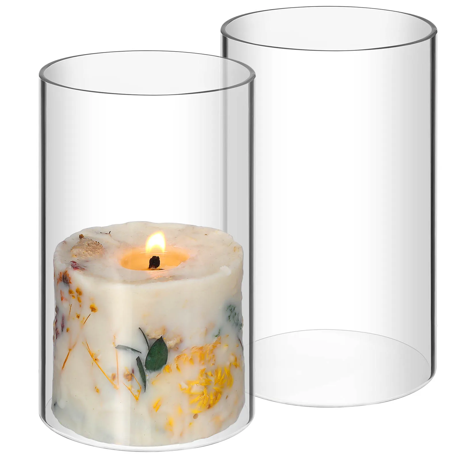 

2Pcs Decorative Glass Dome Clear Cover for Creative Home Styling Transparent Holder Desktop Cloche Decoration