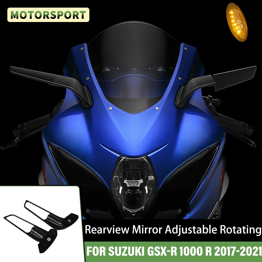 For SUZUKI GSX-R 1000R GSX-R 1000 GSXR1000 2017-2021 Motorcycle Rearview Mirror Adjustable Rotating Wind Wing Mirror Replacement