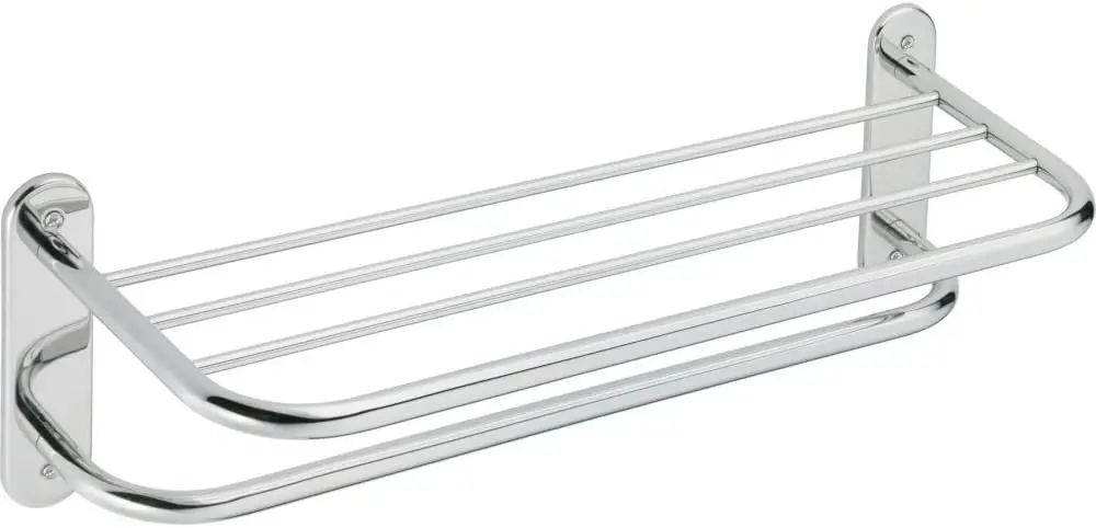 

Product description Stainless towel bar with shelf stainless finish delivers a lightly brushed warm grey metallic