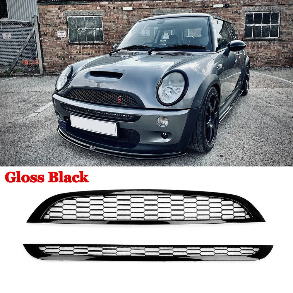 

2Pcs Front Upper & Lower Grille Honeycomb Mesh Grille Cover Compatible With MINI One&COOPER R50 R52 R53 51137026202 51137133847