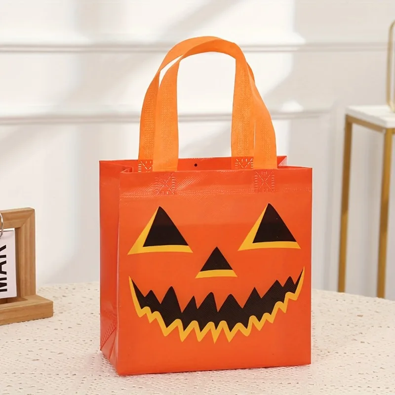 2024 Halloween Cartoon Printed Non-woven Gift Bag Handle Reusable Waterproof Party Gift Bag Birthday Shopping Gift Packaging