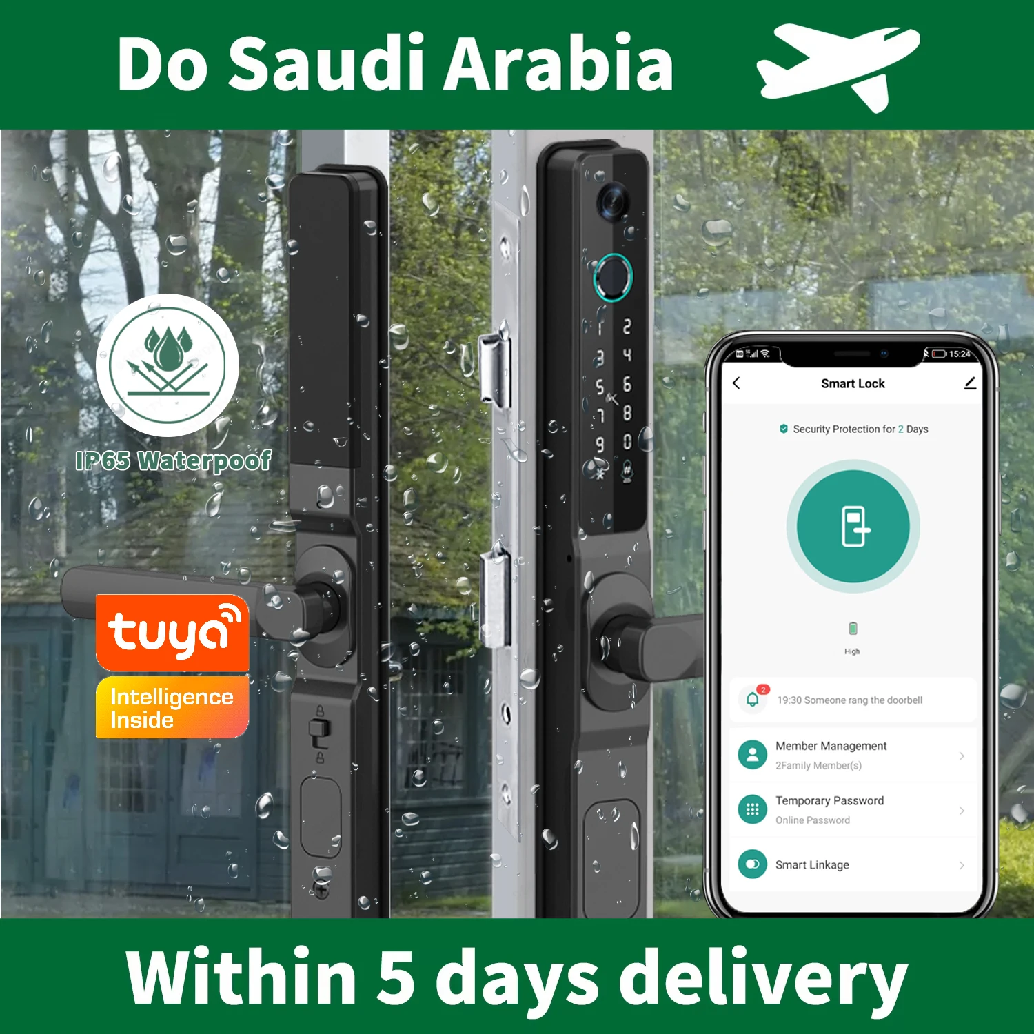 Do Local Products Tuya Wifi Outdoor waterproof electronic lock Intelligent door lock for home house قفل باب ذكي خارجي مقاوم للم