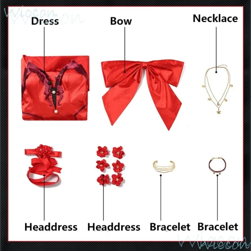 ชุดคอสเพลย์ Aerith Gainsborough จากเกม Final Fantasy VII ชุดคอสเพลย์ FF7 ชุดเดรสสีแดง ชุดยูนิฟอร์มสีน้ำตาล พร้อมวิกผมสีน้ำตาล สำหรับงานปาร์ตี้ฮาโลวีน สำหรับผู้หญิง