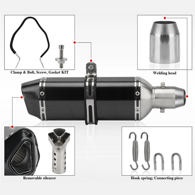 36-51mm Motorcycle Universal Exhaust Pipe Muffler DB Kille For Tmax 500 530 560 AK550 GSX1300R X-ADV750 R3 R1 Z400 Honda CB400 view 6