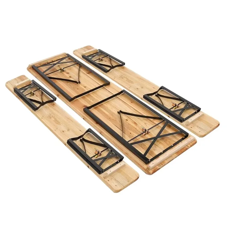Factory Price 3-Piece Set Outdoor Beach Camping Brewery Foldable Wooden Beer Table Set (with Bench)