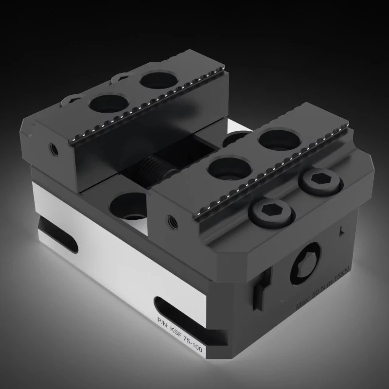 KSF75-100 75mm 3 Inch Compact Self Centering Vise With Serrated Steel Rough Jaws For 5 Axis CNC Machining Center Fixture
