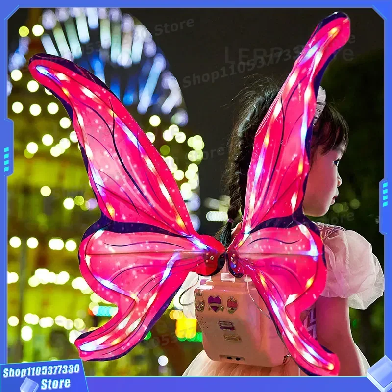 Glowing Electric Angel Wings for Girls Toy Elf Butterfly Princess Costume Accessory Children Day Gift June 1st Present Kids