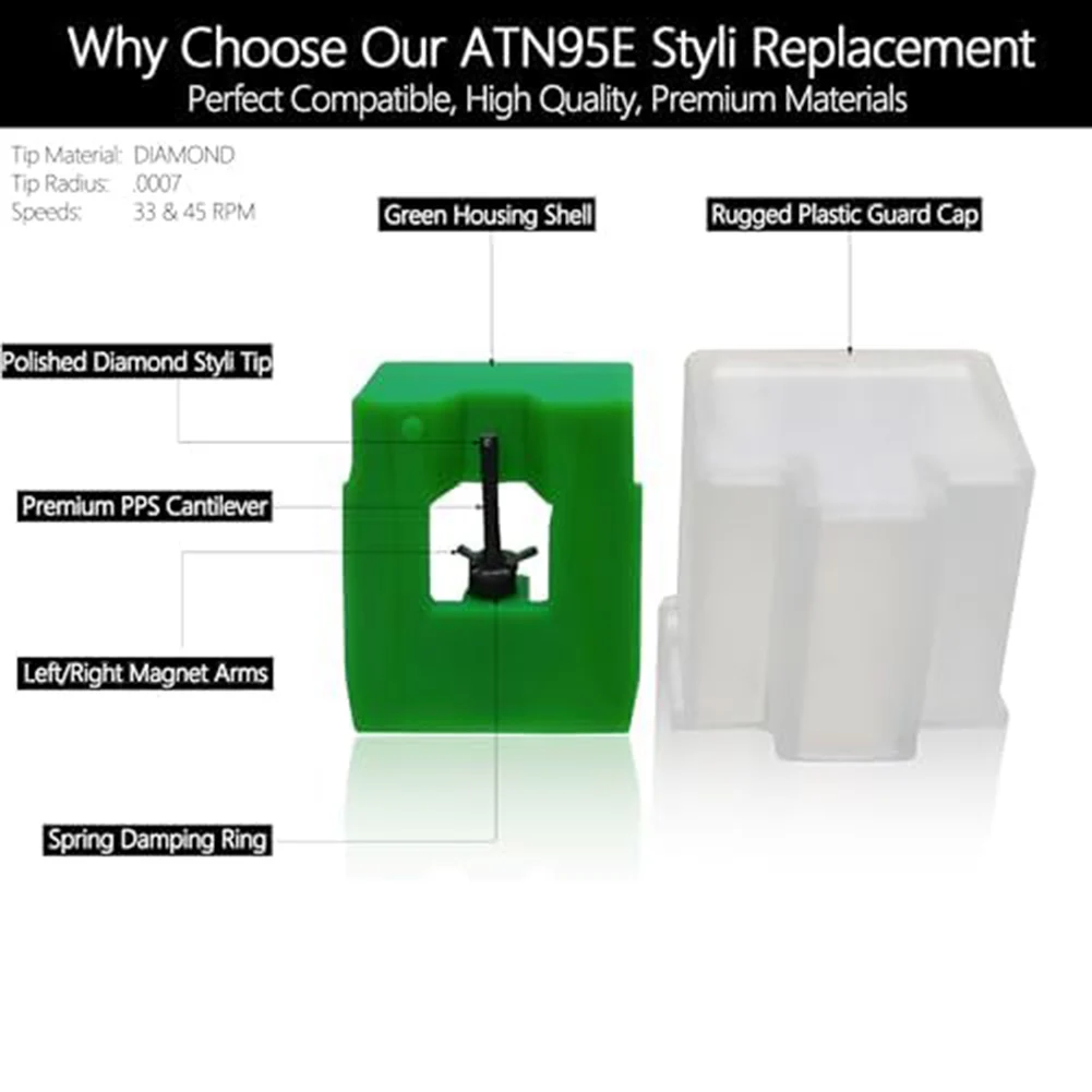 ATN95E For Elliptical For Stylus Record Needle Replacement For Audio For Technica AT95E AT93 AT3400 AT3450 Cartridge Turntable