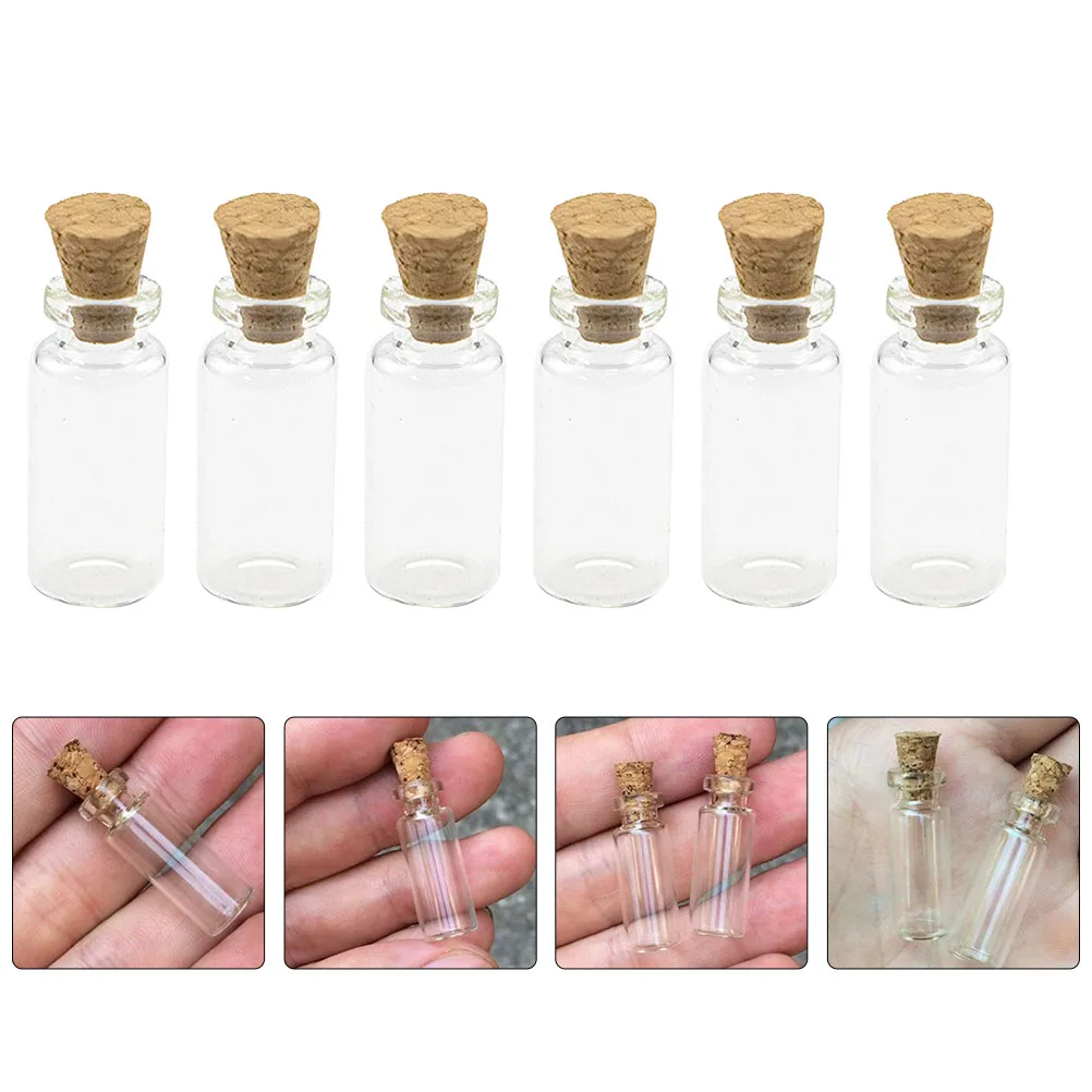 

100Pcs 0.5ml Transparent Small Cork Bottle Pendant for DIY Wishes and Gifts Mini Wish Bottle Glass Wish Jar Clear Glass Vial