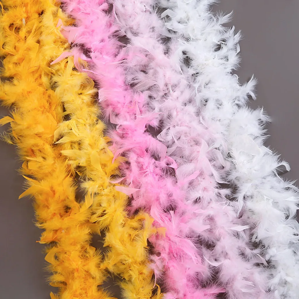 2 Meters 30g Turkey Feather Boa Soft Fluffy Natural Feathers for DIY Wedding Party Clothing Costume Decoration