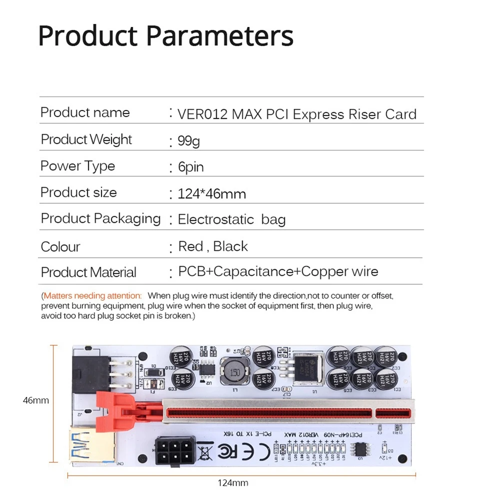 Riser VER012 USB 3.0 PCI-E Riser VER012MAX Express Cable Riser for Video Card X16 Extender PCI-E Riser Card for Mining,A