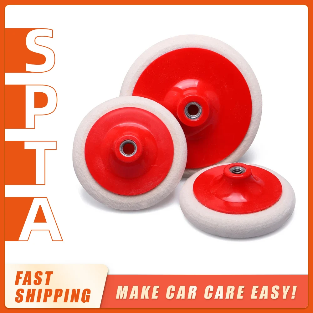 SPTA 5Inch / 6Inch Wool Felt Polishing Pads M14 Thread Felt Wheel Flocking Buffing Pad Car Paint Finish Polishing Disk