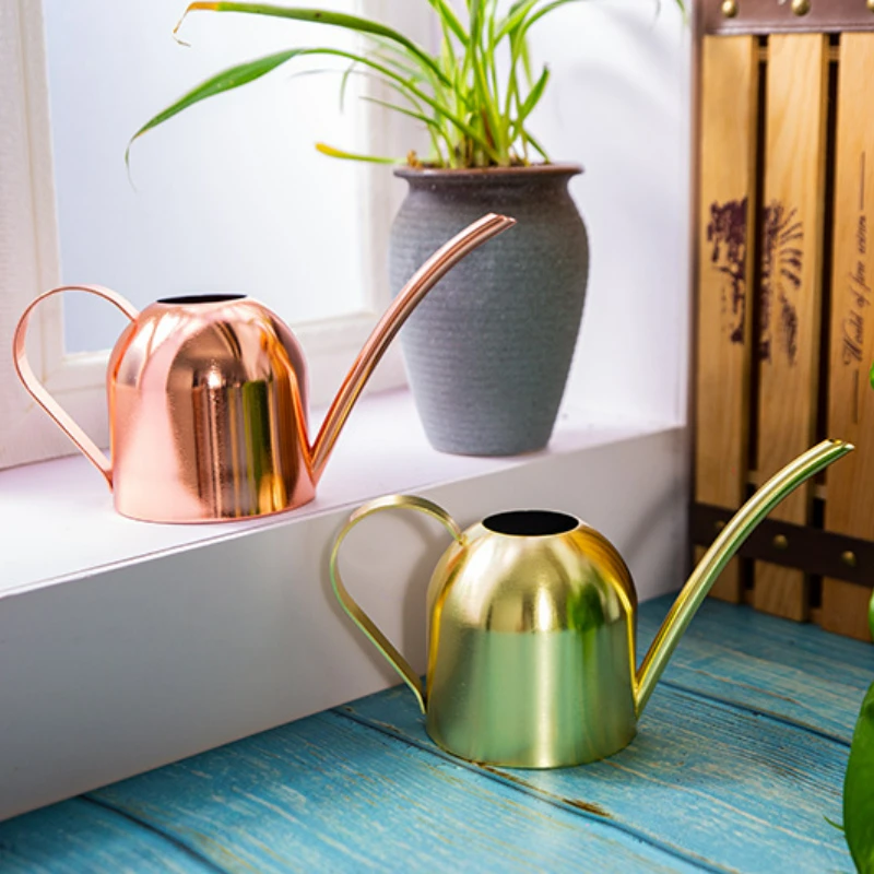 

500ML Stainless Steel Long Spout Watering Pot Metal Green Plant Watering Can Gold Watering Can Small Sprinkler Gardening