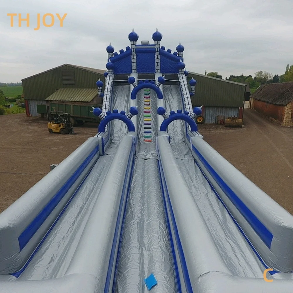 by ship to port, giant 46ft 14m Double lanes Inflatable Water Slide With Pool bouncy castle slip Slide for commercial rental