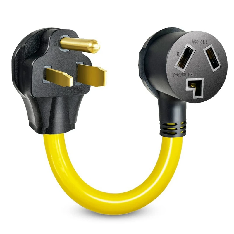 

1 Piece NEMA 6-50P To 10-30R 240V 30 Amp 3 Prong Male Plug To 3 Prong Female Outlet Receptacle Yellow US Plug