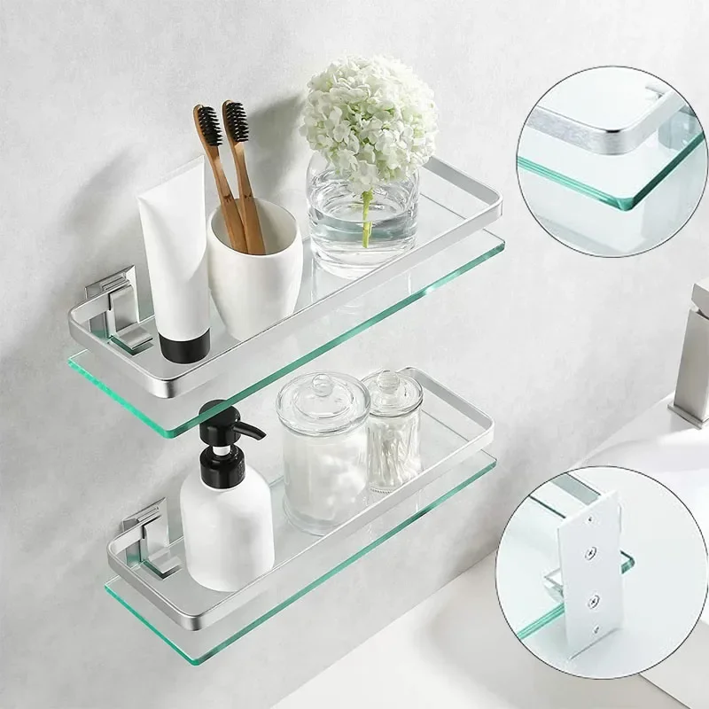 

Glass Shelf Shower Organiser Bore Storage Bathroom Items Accessories Organizers Wall Shelves Hardware Fixture Home Improvement