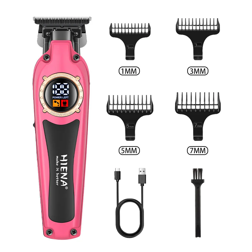 

Hiena Hair Trimmer for Men T-Blade LED Display Rotation Regulation Professional Hair Clipper Finishing Machine
