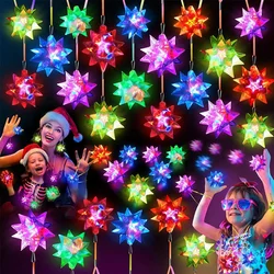 10-30pcs Flashing Crystal Star Necklaces Glow Necklaces LED Glow in The Dark Necklaces for Kid Birthday Christmas Gift Favor
