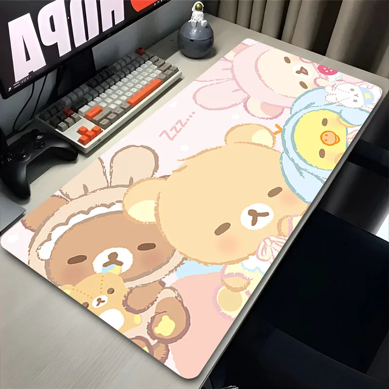 Korilakkuma Rilakkuma Cute Desk Mat Extended Anime Mousepad Computer Non-slip Large Mouse Pad Office Accessories Pc Table Carpet