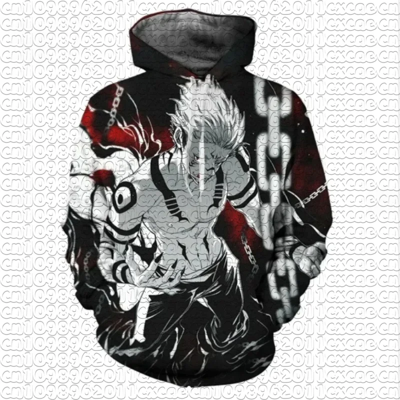 Jujutsu Kaisen Ryomen Sukuna Vollständig 3D-Gedruckter Hoodie Unisex Herbst Winter Neuer Dicker Warmer Anime Kapuzenpullover Lässige Modische Oberbekleidung