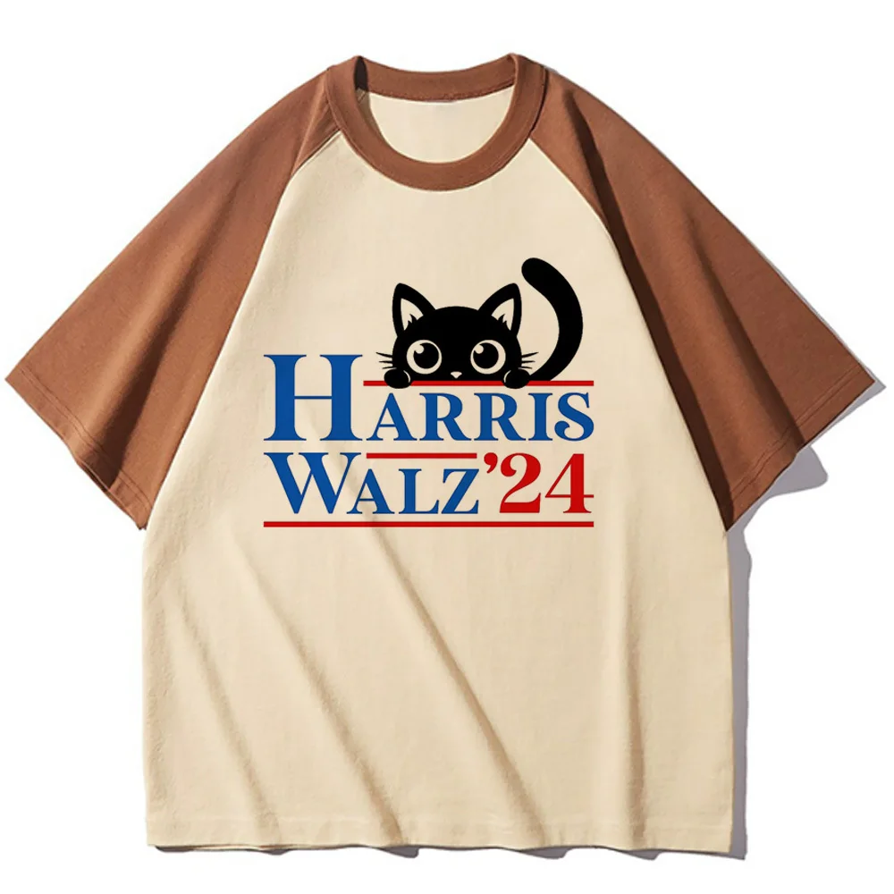 Harris Walz top tees girl harajuku  Trendy 2000s Retro 80s Pastel t shirt Punk Gothic Pop Culture Psychedelic 80s Vintage