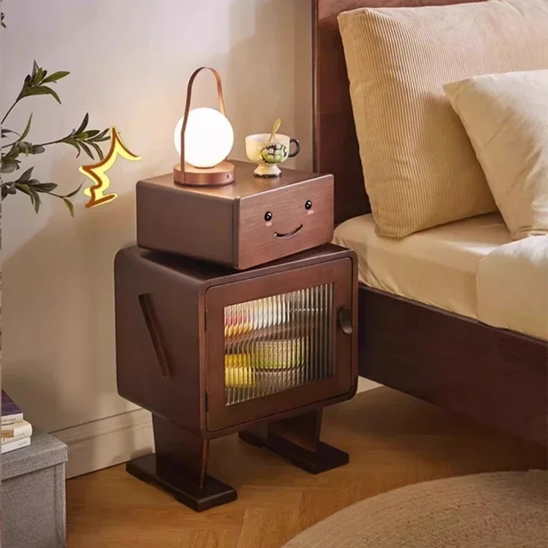 Multi-functional Household GoodsSolid Wood Robot Bedside Table Bedroom Bedside Storage Cabinet Bedside Table