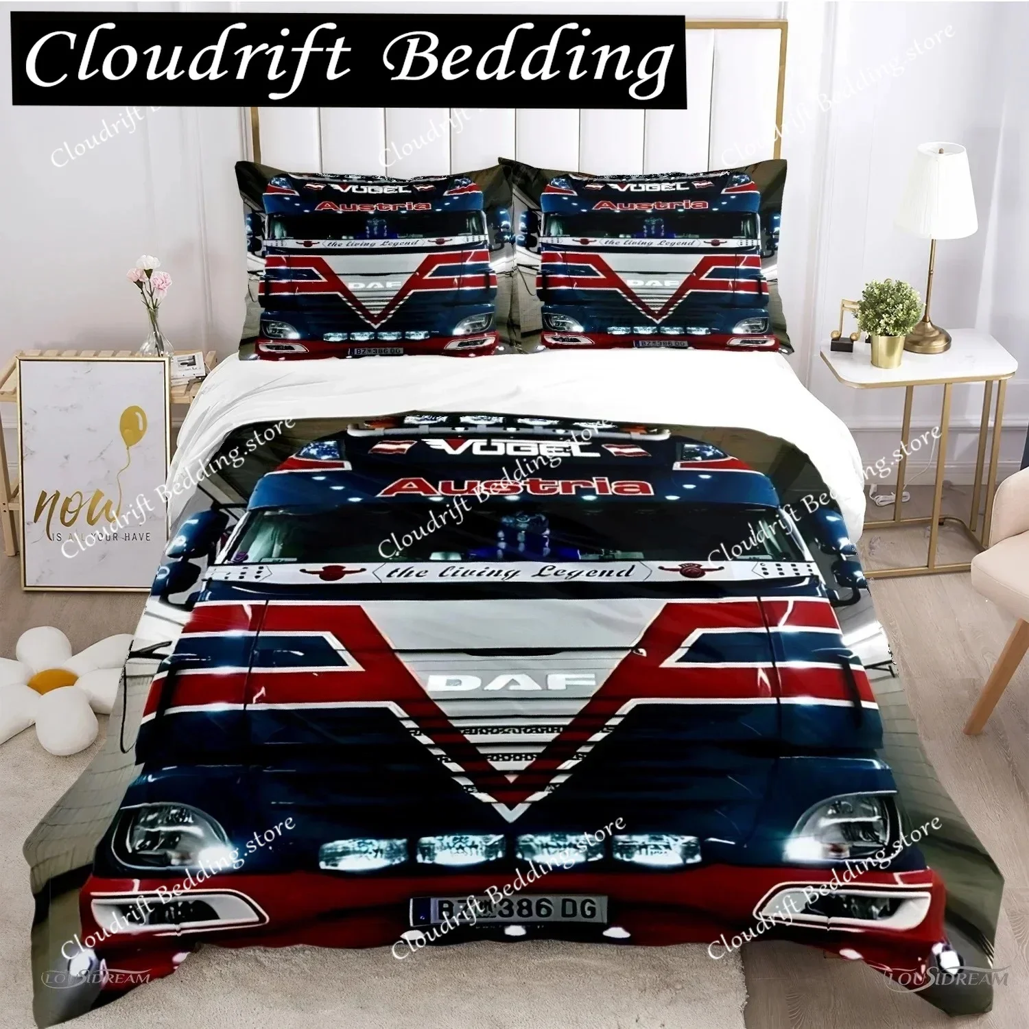 

DAF Truck Logo Duvet Cover Cartoon Comforter Bedding Set Soft Quilt Cover And Pillowcases For Teens Boy Single Double Queen King