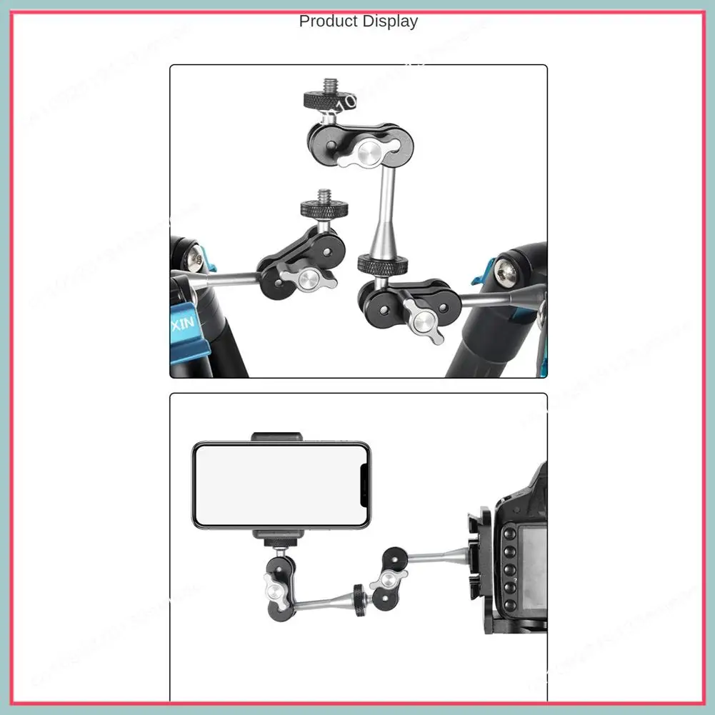 N94R Double Ball Head Super Clamp Universal Adjustable Magic Arm Bracket Clamp Mount 1/4 Thread Adapter For DSLR Cameras TM-3