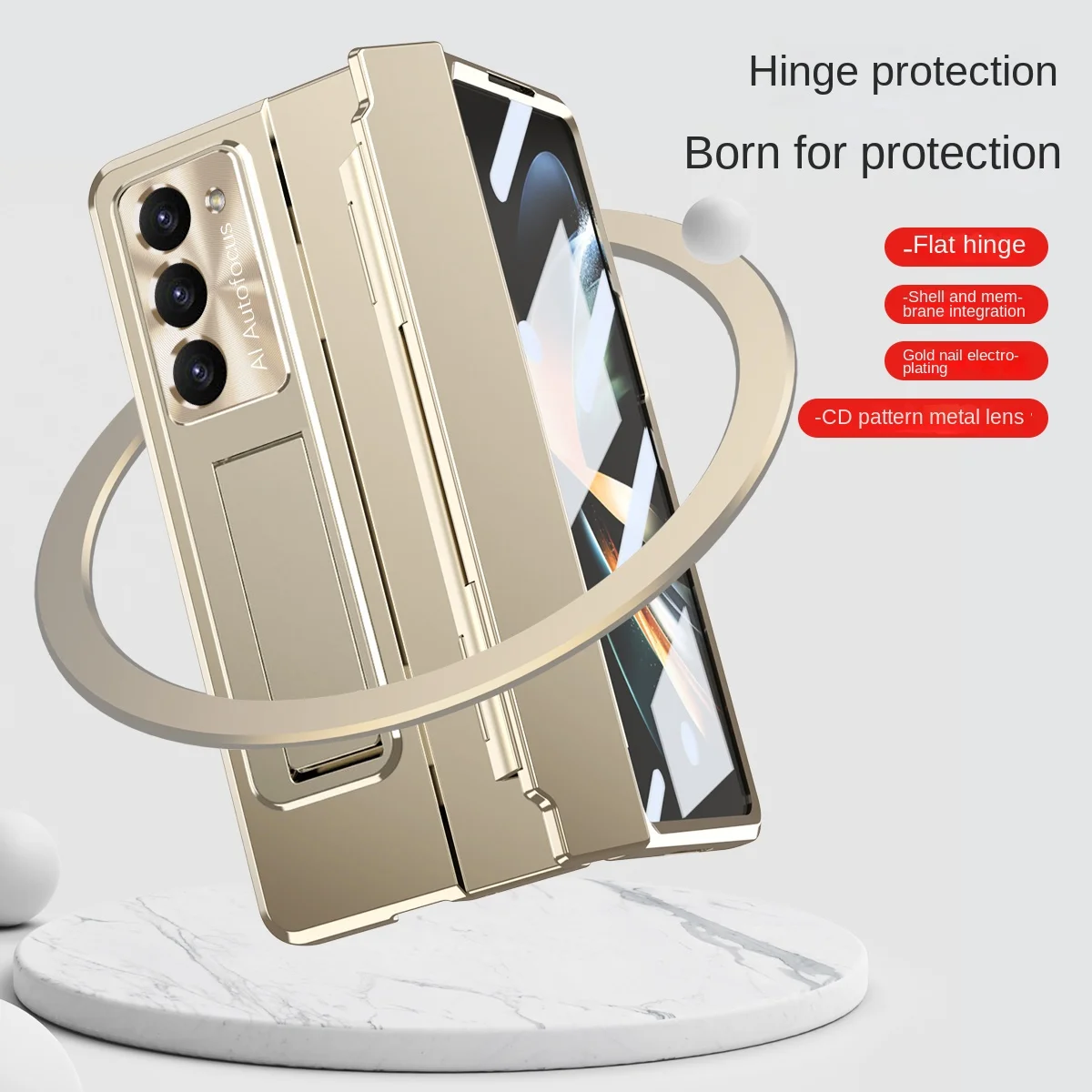 luxury Electroplating Phone Case for Samsung Galaxy Z Fold 7 6 5 4 3 Fold6 Fold5 Fold4 Fold3 Hinge Anti Drop Protective Cover