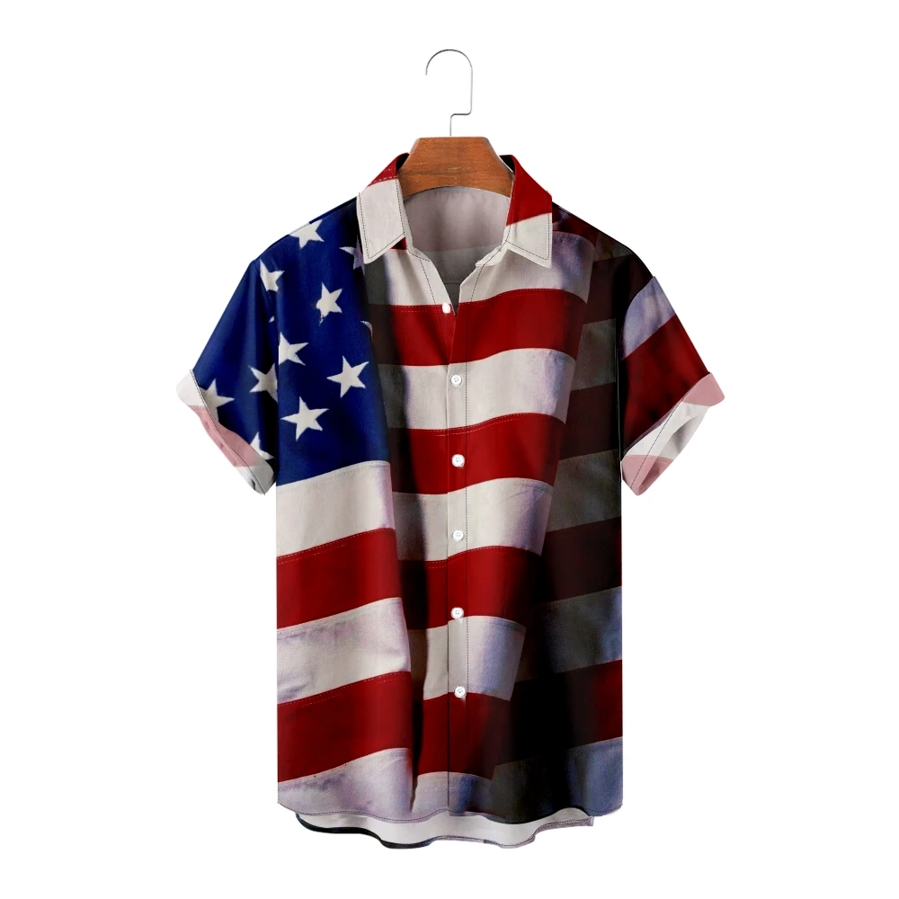 

Casual Shirts for Men American Flag Print Tops Short Sleeve Summer Beach Vacation Shirt Breathable