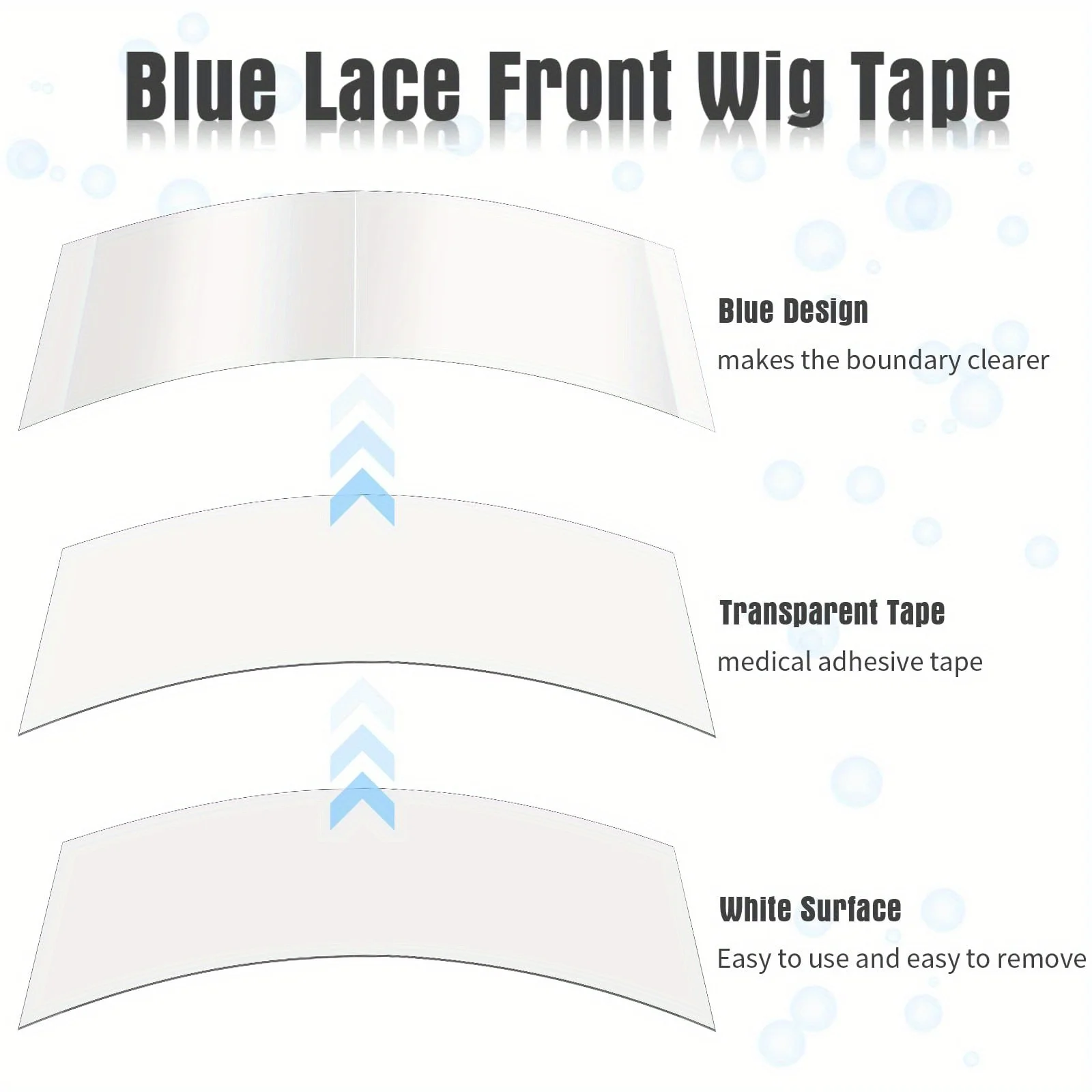 10sheets blue+10sheets white Double-Sided Waterproof Wig Tape - Breathable Adhesive for Lace Wigs, Hair Extensions & Perms