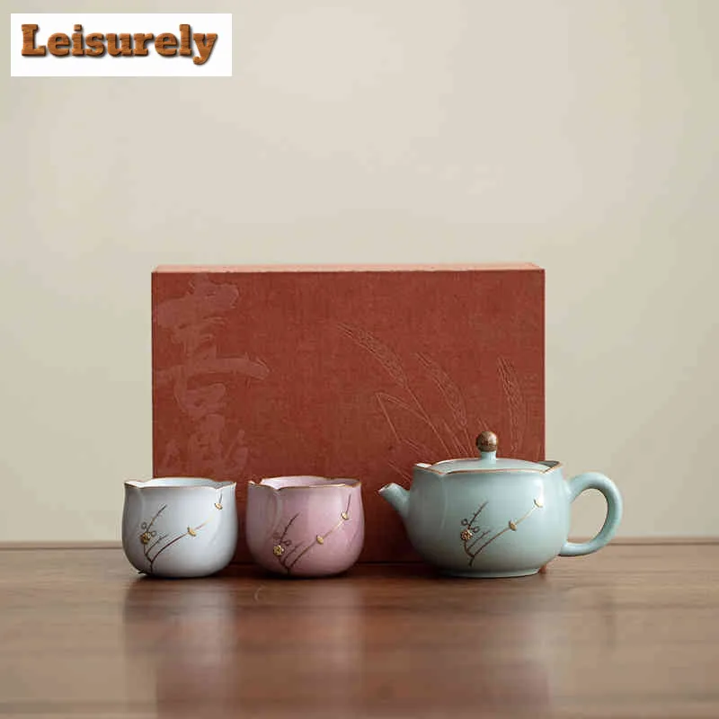 

Curved Nail Lace Ru Kiln Teapot Aesthetic Tea Infuser Pot Tea Soaking Kettle with Ball Hole Tableware Accessories Decoration