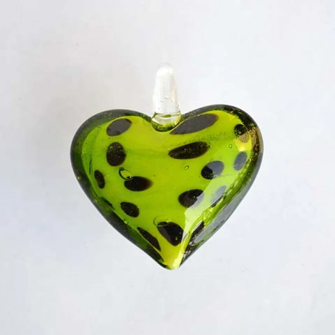 Yingwu Wholesale 6pcs Mix Color Dot Heart Pendant Fit Necklace Handmade Murano Lampwork Glass Women