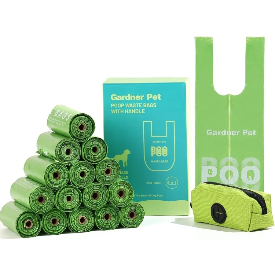 

Dog Poop Bags with Handles 15 Rolls 180 Counts Pine Scented Dog Waste Bags with Dispenser Leak Proof and Extra Thick EasyTie Pe