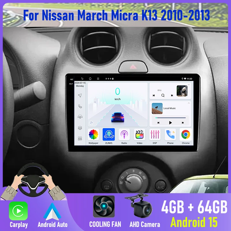 

Car Radio Android 15 For Nissan March Micra K13 2010-2013 Multimedia Player Navigation GPS 4G WIFI Carplay 2din dvd