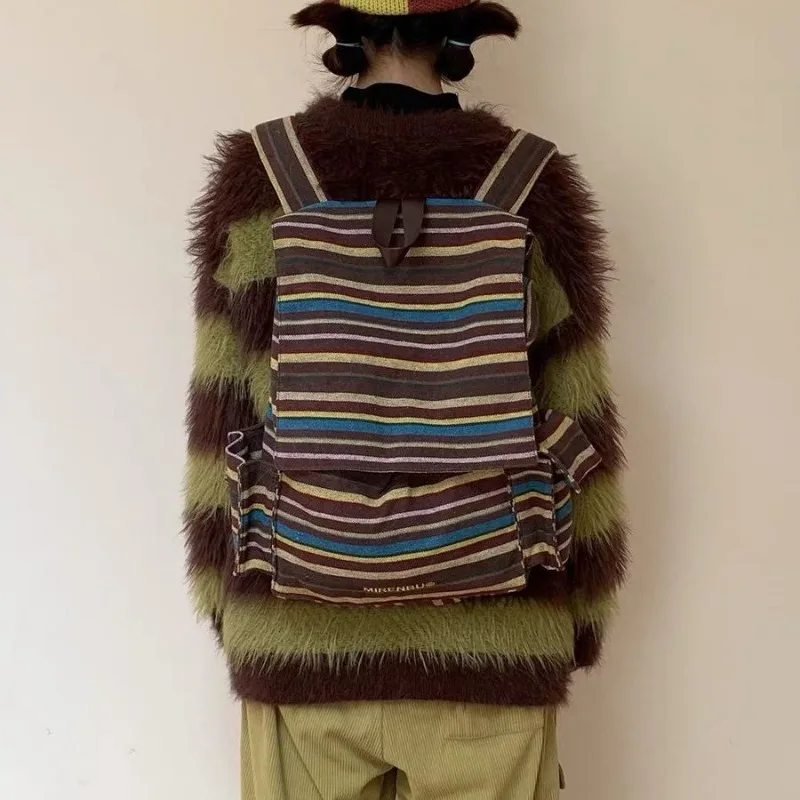 

Striped Kids Backpack for Boy Versatile Backpack Cute Backpacks Grid Pattern Retro Couple Backpack School Bags Mochila Escolare