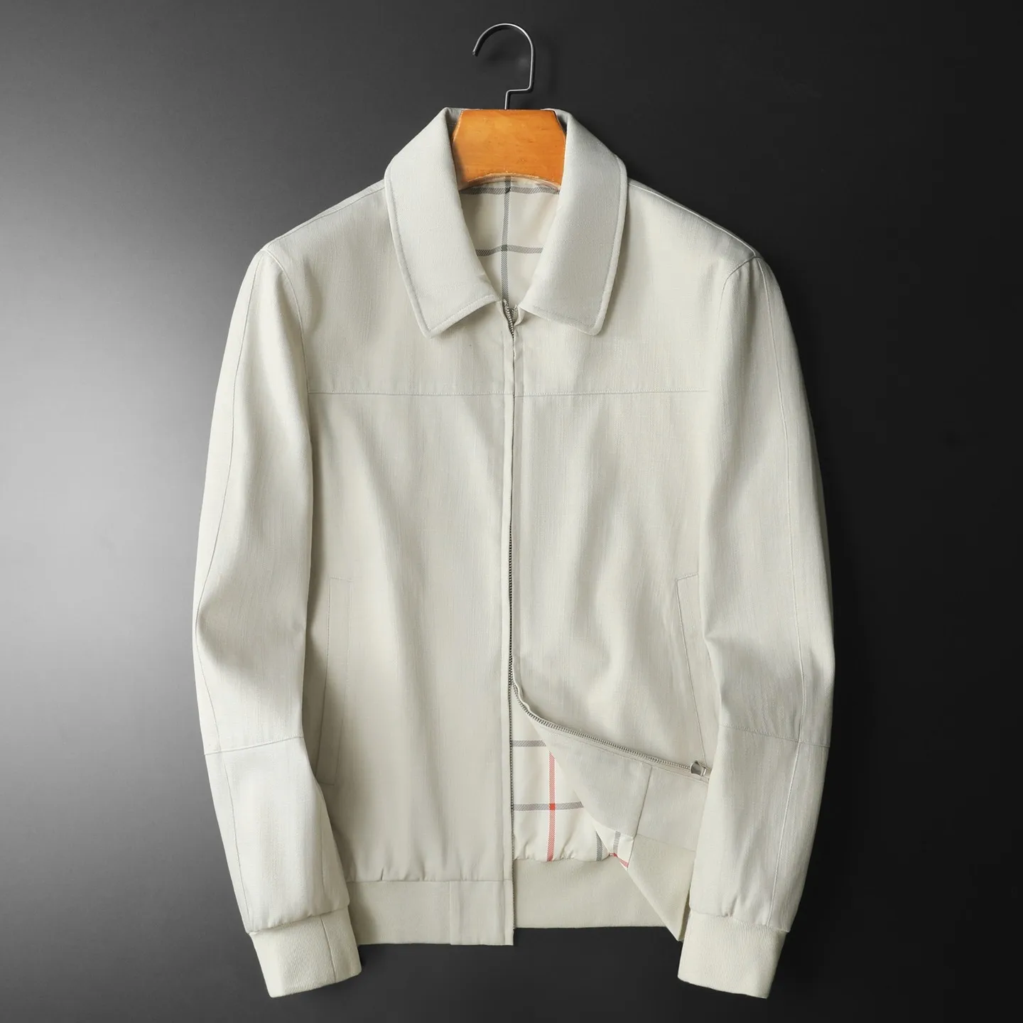 

Высококачественная мужская куртка на молнии, однотонная, с отложным воротником, повседневная, деловая, формальная, для уличной моды, верхняя одежда, пальто, мужская одежда