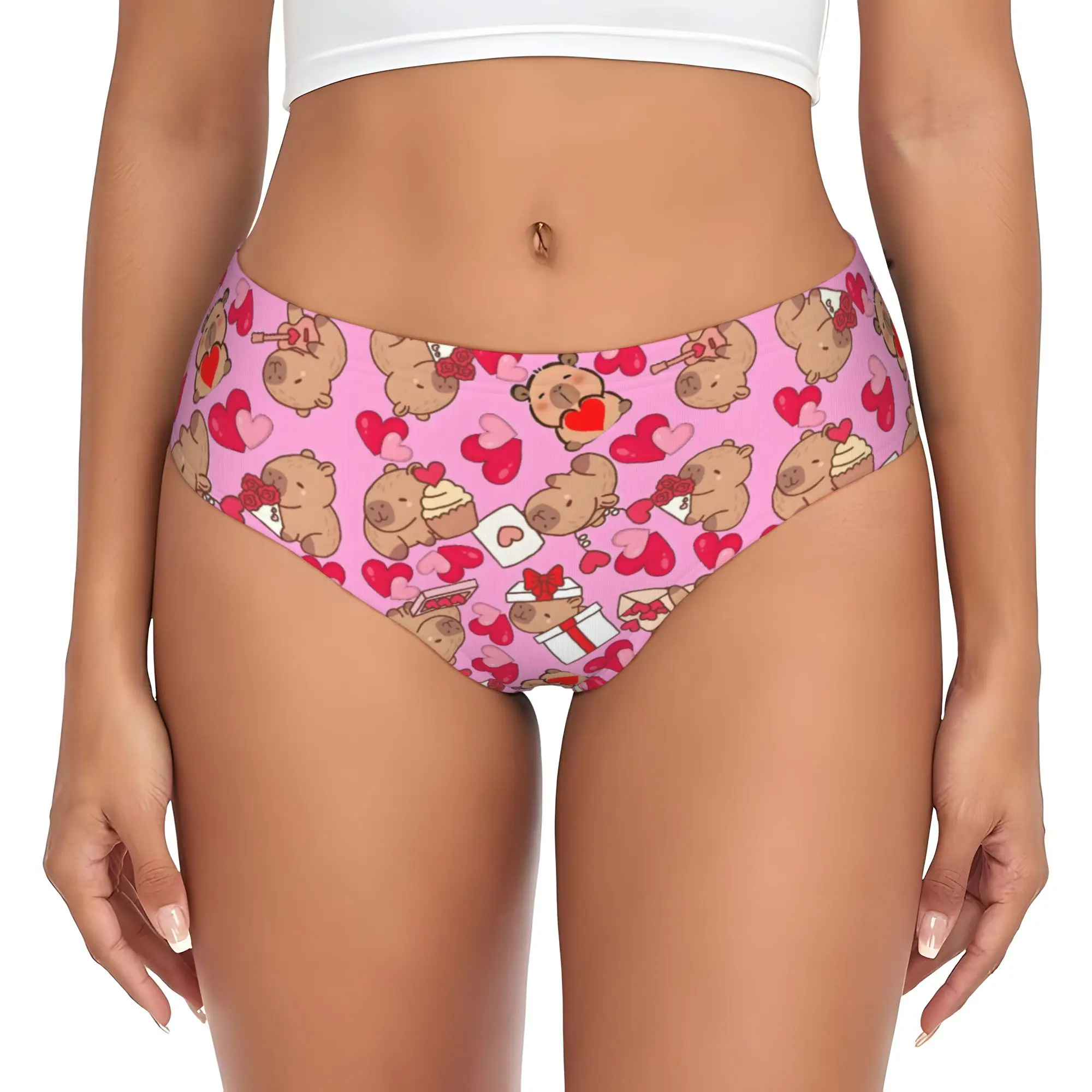 Custom Funny Capybara Brief Panties Womens Breathable Stretch  Underwear