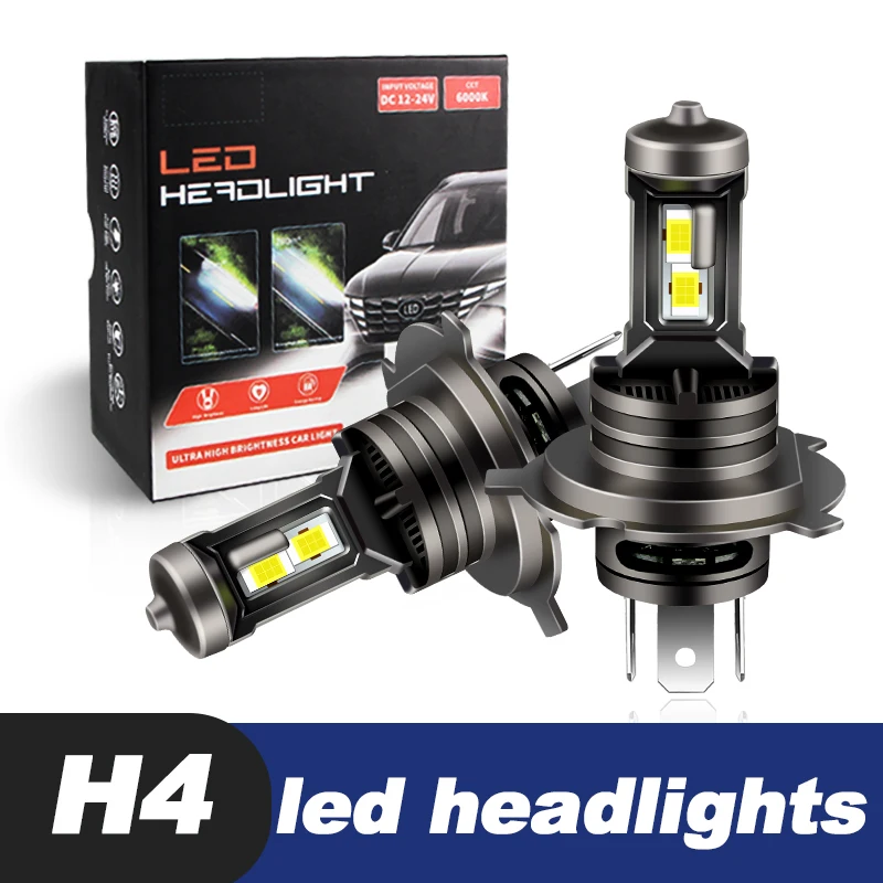 2PCS 16000LM H4 LED Headlight Bulbs for Car Canbus No Error 9003 HB2 H4 Hi/Lo Beam Headlamps 6000K White Auto Lamps 12V